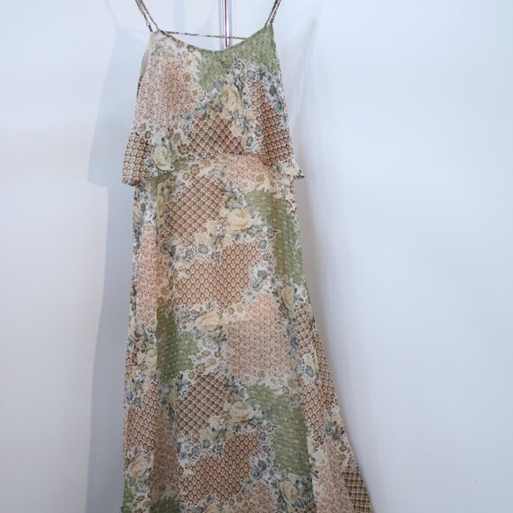 LOVE SADIE Floral Patchwork Maxi Dress with Spaghetti Straps, Size Small - Picture 3 of 3